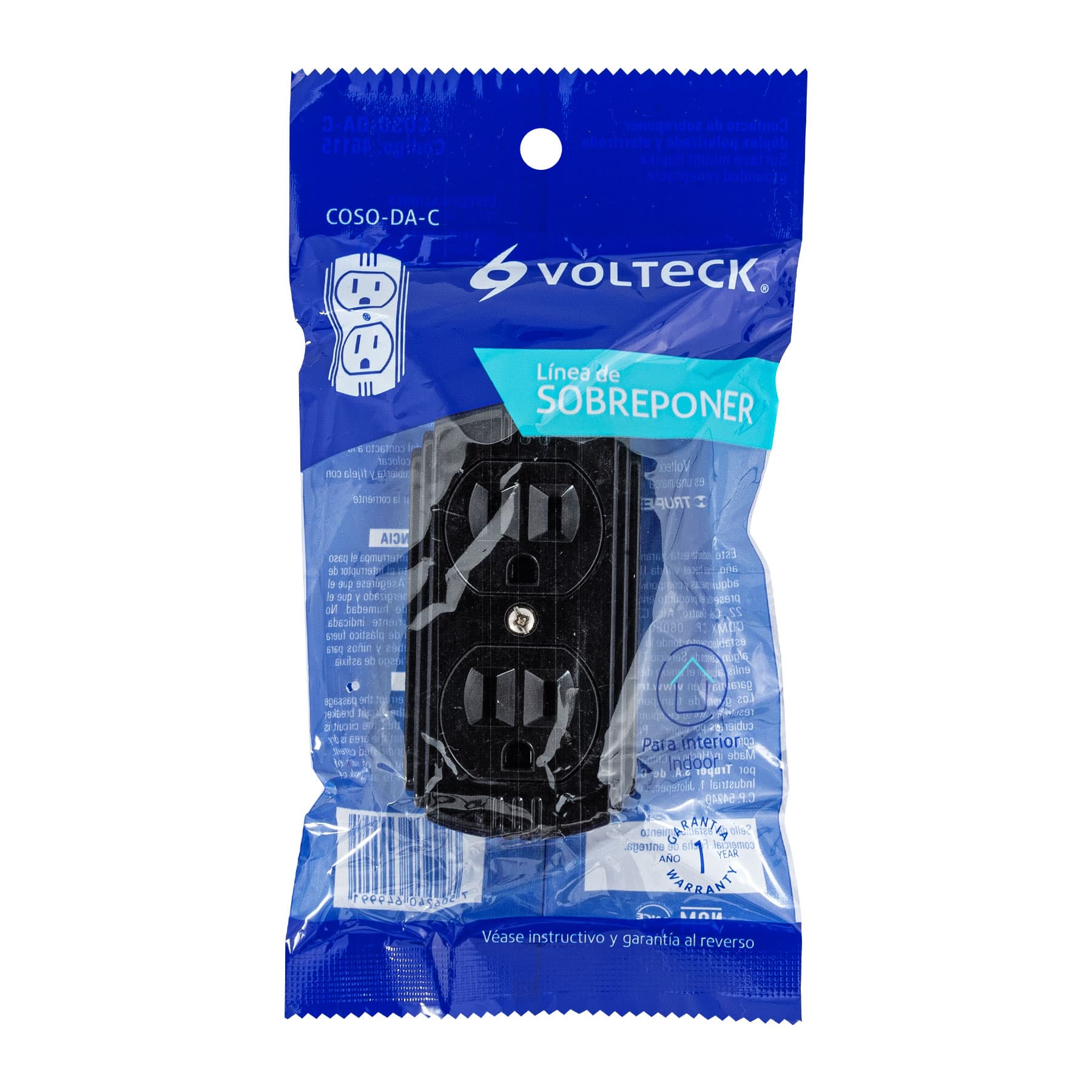 Contacto de sobreponer dúplex 2 polos+ tierra, café, Volteck COSO-DA-C 46115 MM00