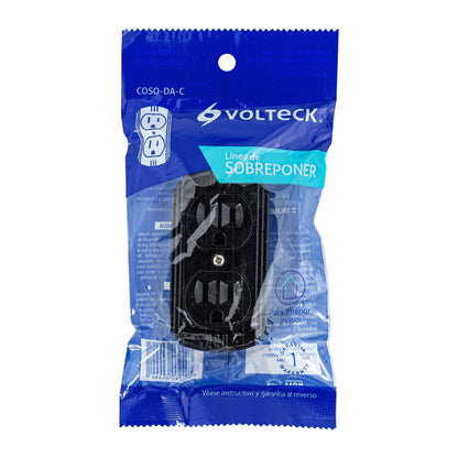 Contacto de sobreponer dúplex 2 polos+ tierra, café, Volteck COSO-DA-C 46115 MM00