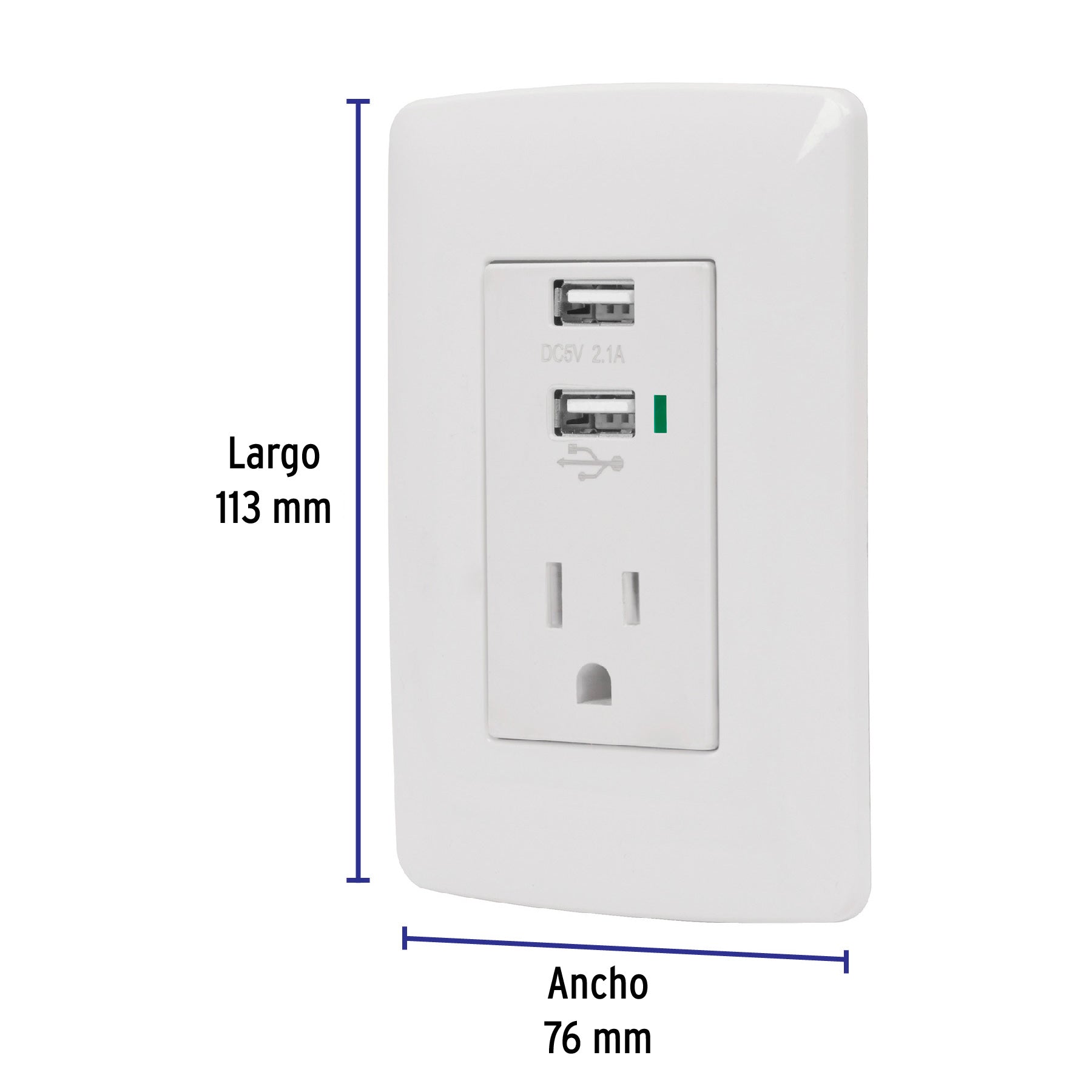 Contacto aterrizado + 2 puertos USB, blanco, línea Italiana COUSB-IB 48065 MM00