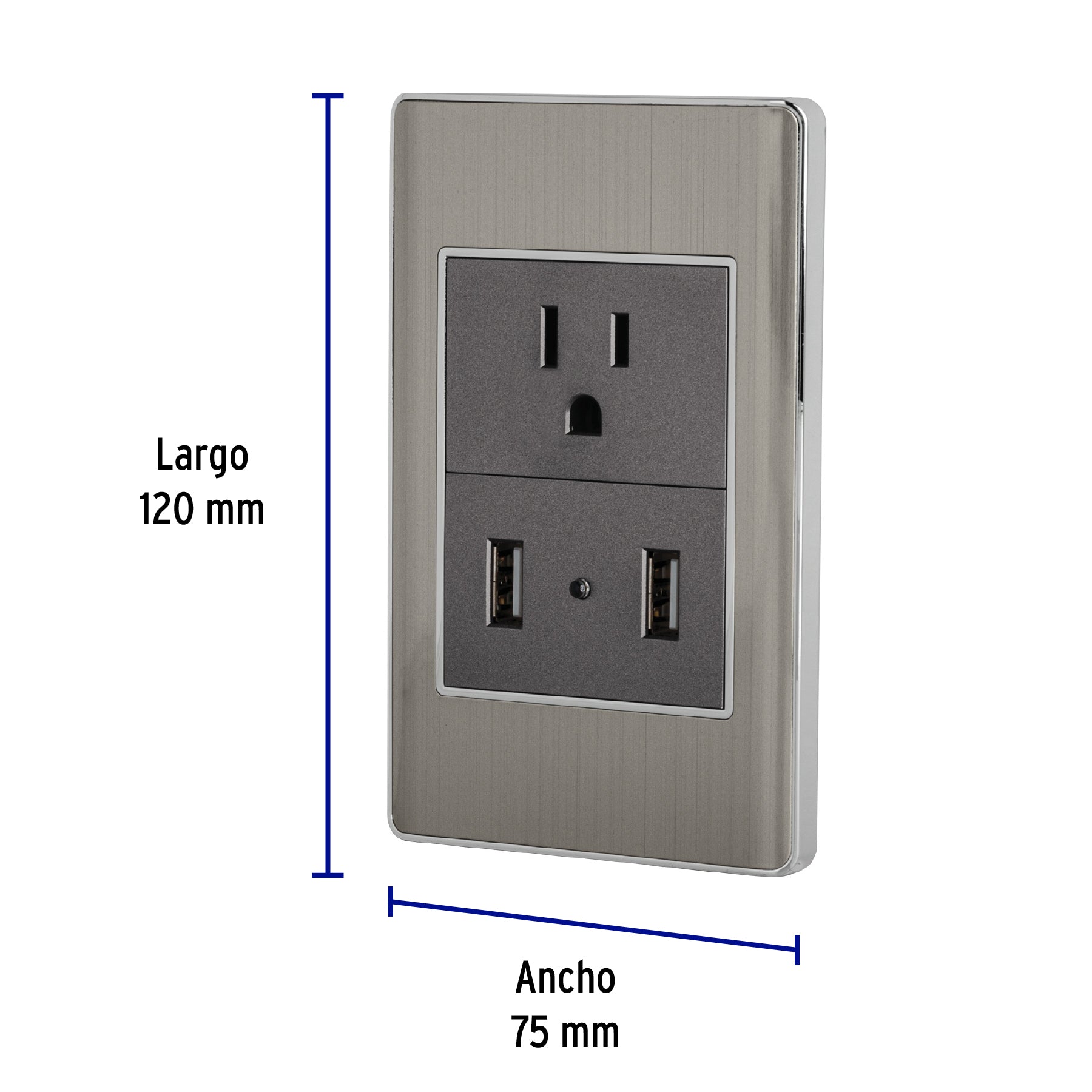 Placa armada acero contacto y 2 puertos USB 1.5 mód, Lisboa COUSB-LA 47851 MM00