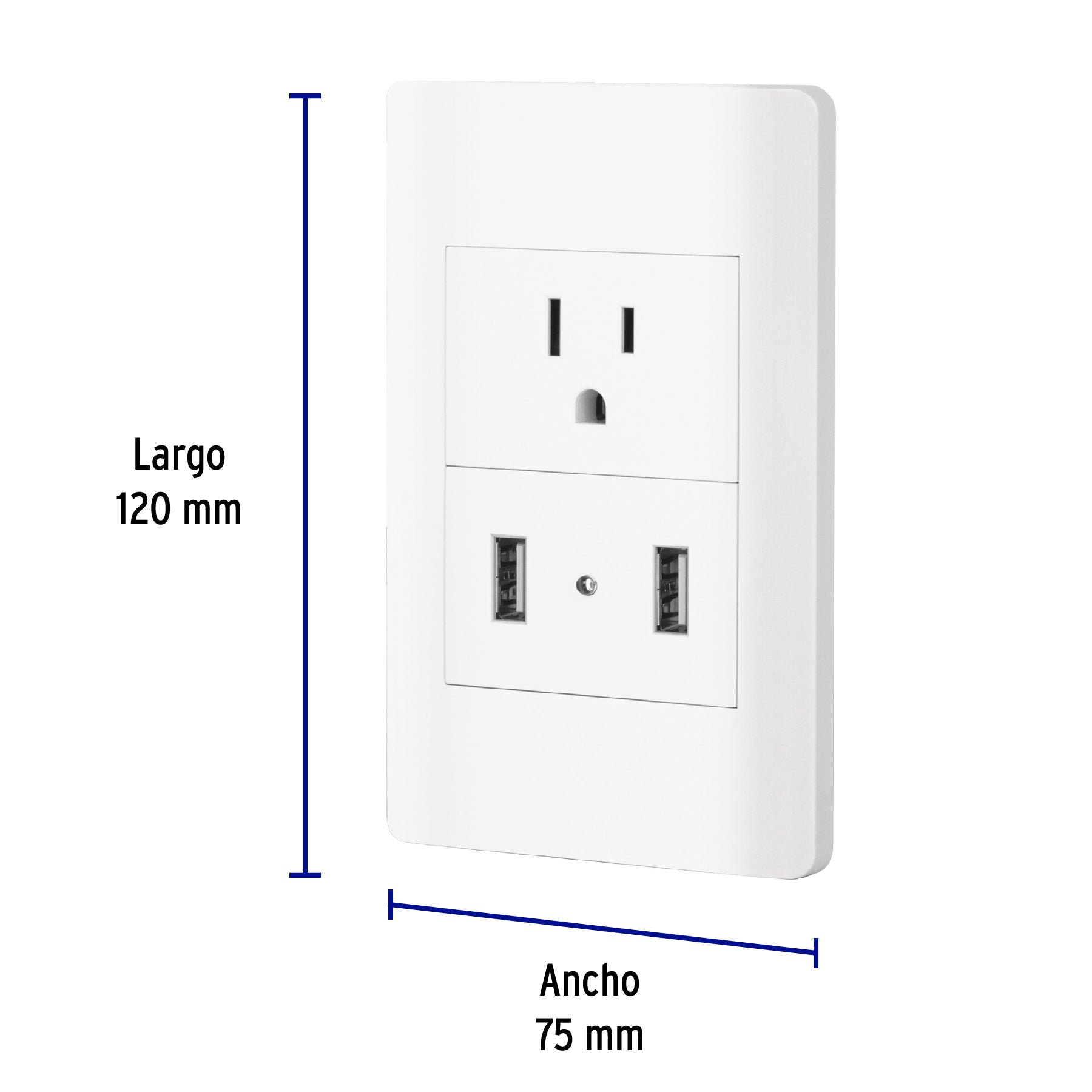 Placa armada blanca contacto y 2 puertos USB 1.5 mód, Lisboa COUSB-LB 47971 MM00