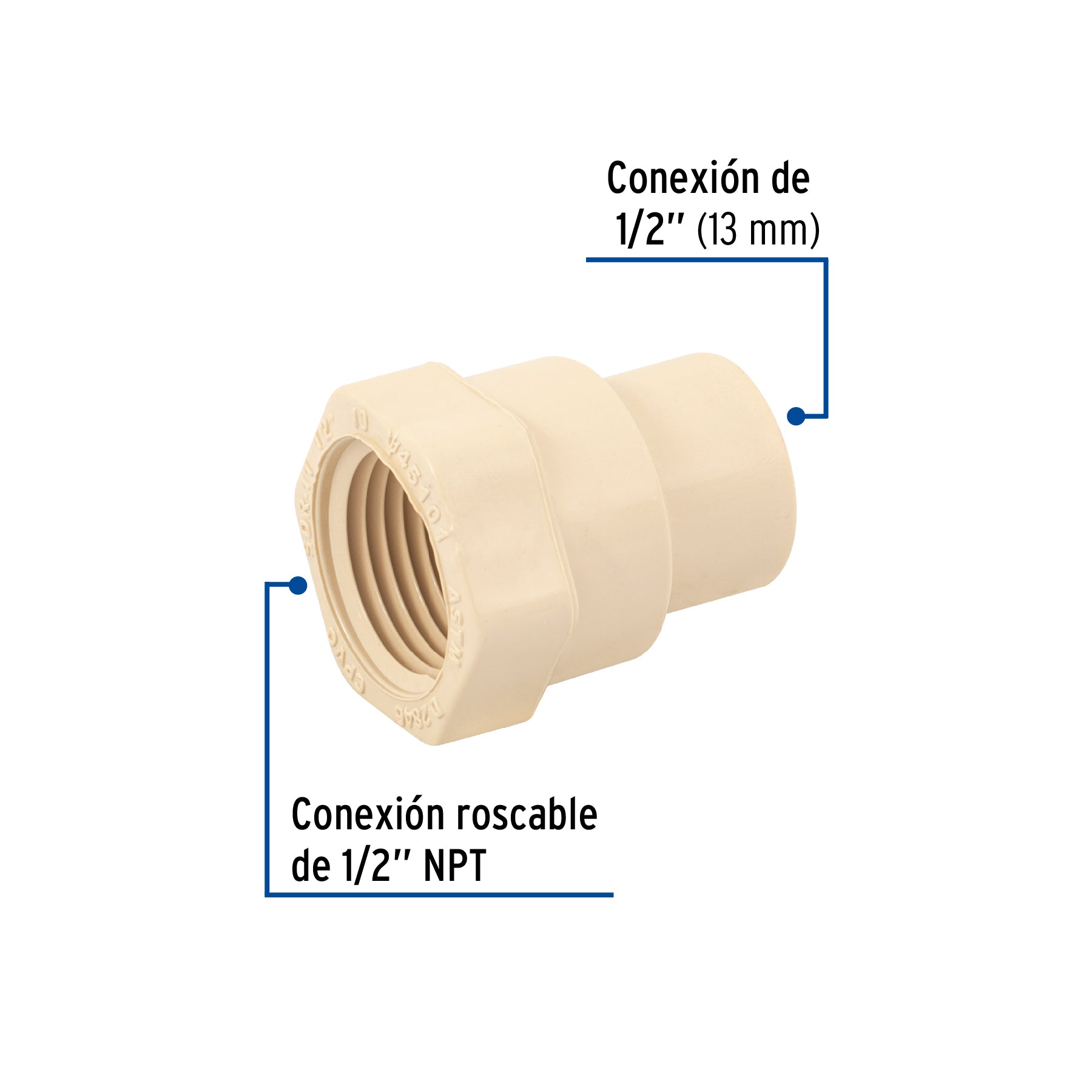 Conector hembra de CPVC 1/2', Foset CPVC-601 45101 MM00