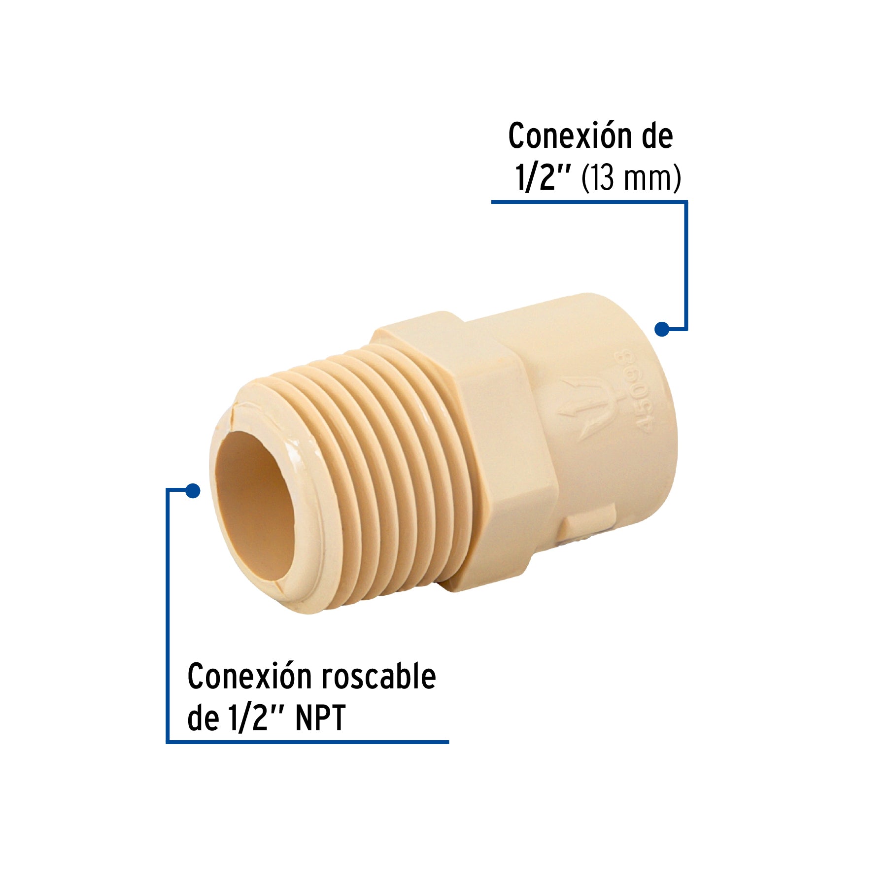 Conector macho de CPVC 1/2', Foset CPVC-611 45098 MM00