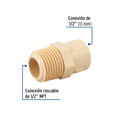 Conector macho de CPVC 1/2', Foset CPVC-611 45098 MM00