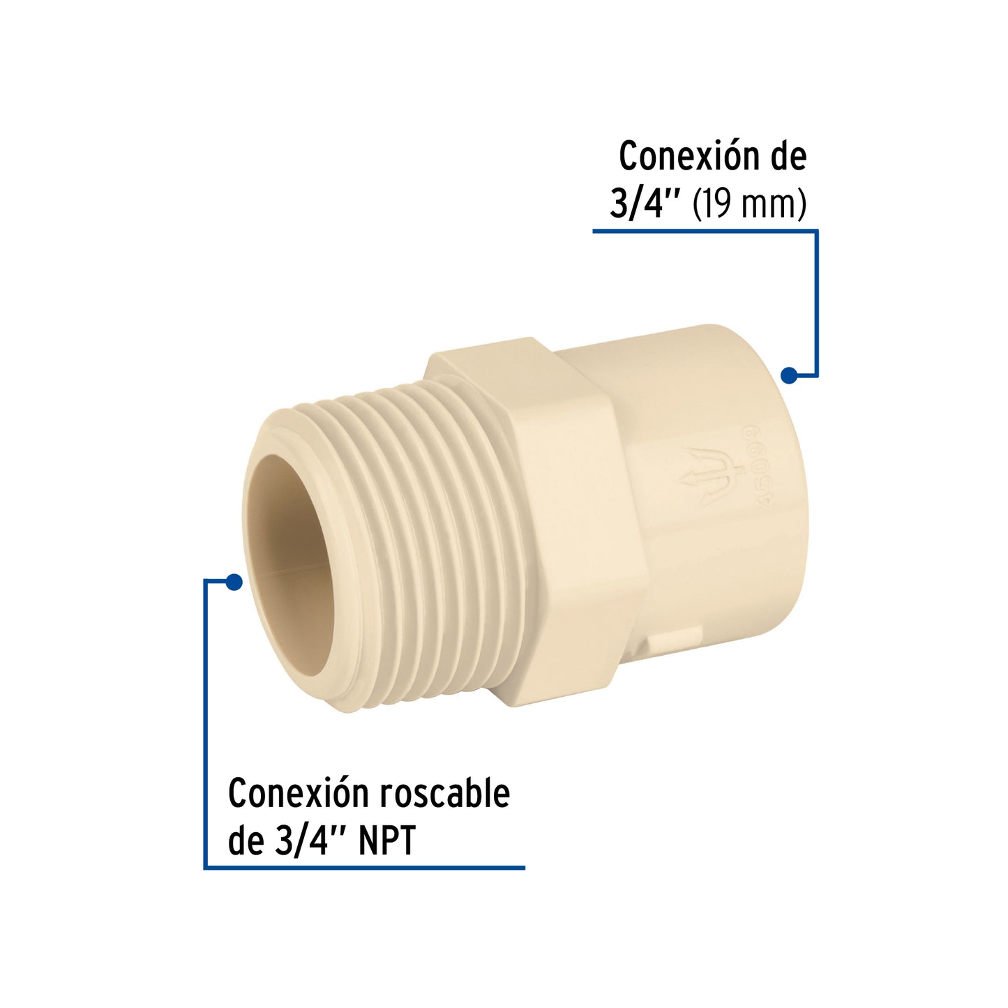 Conector macho de CPVC 3/4', Foset CPVC-612 45099 MM00