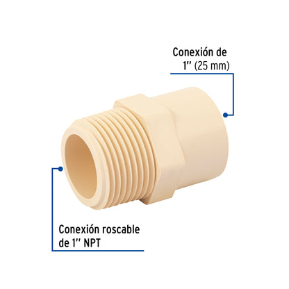 Conector macho de CPVC 1', Foset CPVC-613 45100 MM00