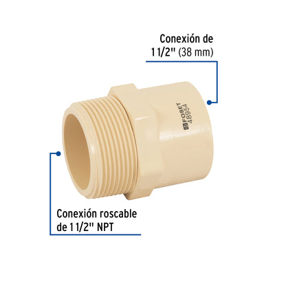 Conector macho CPVC 1-1/2', Foset CPVC-615 48954 MM00