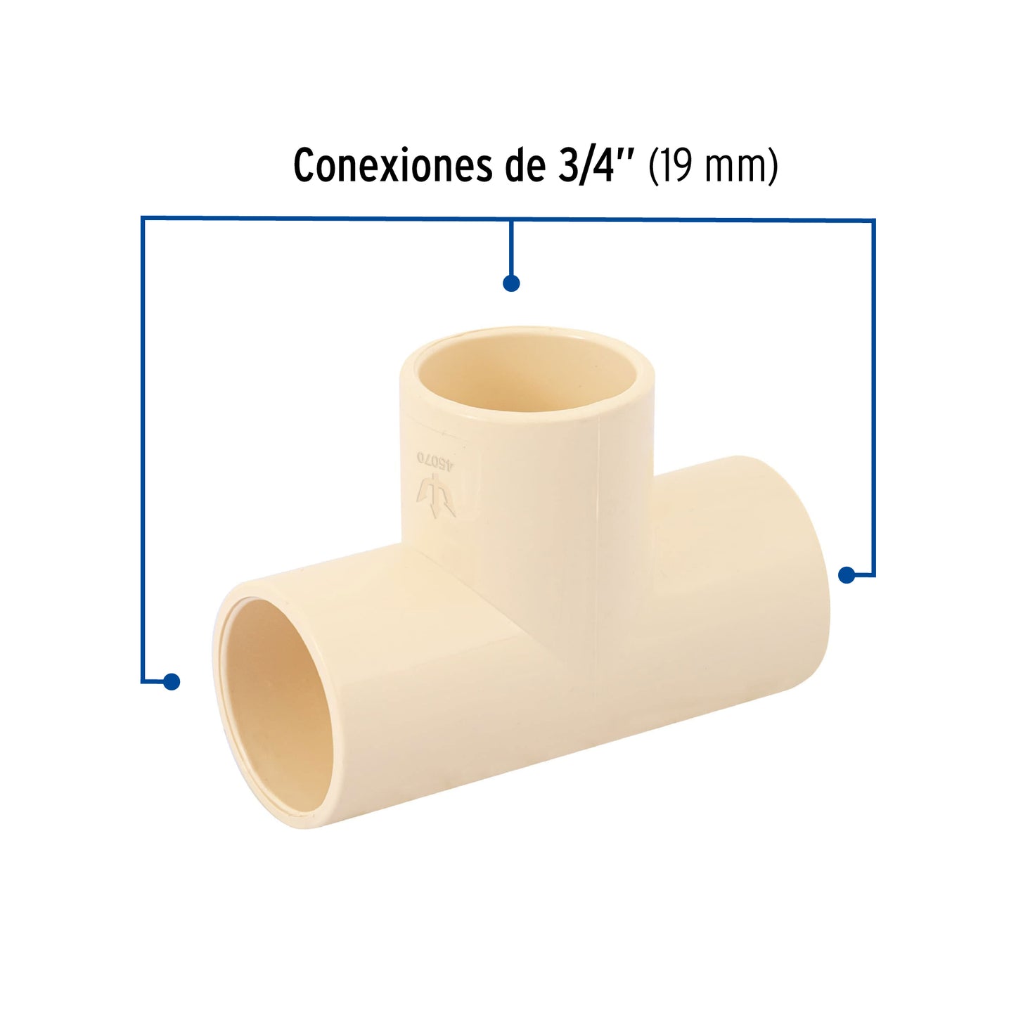 Tee sencilla de CPVC 3/4', Foset CPVC-762 45070 MM00