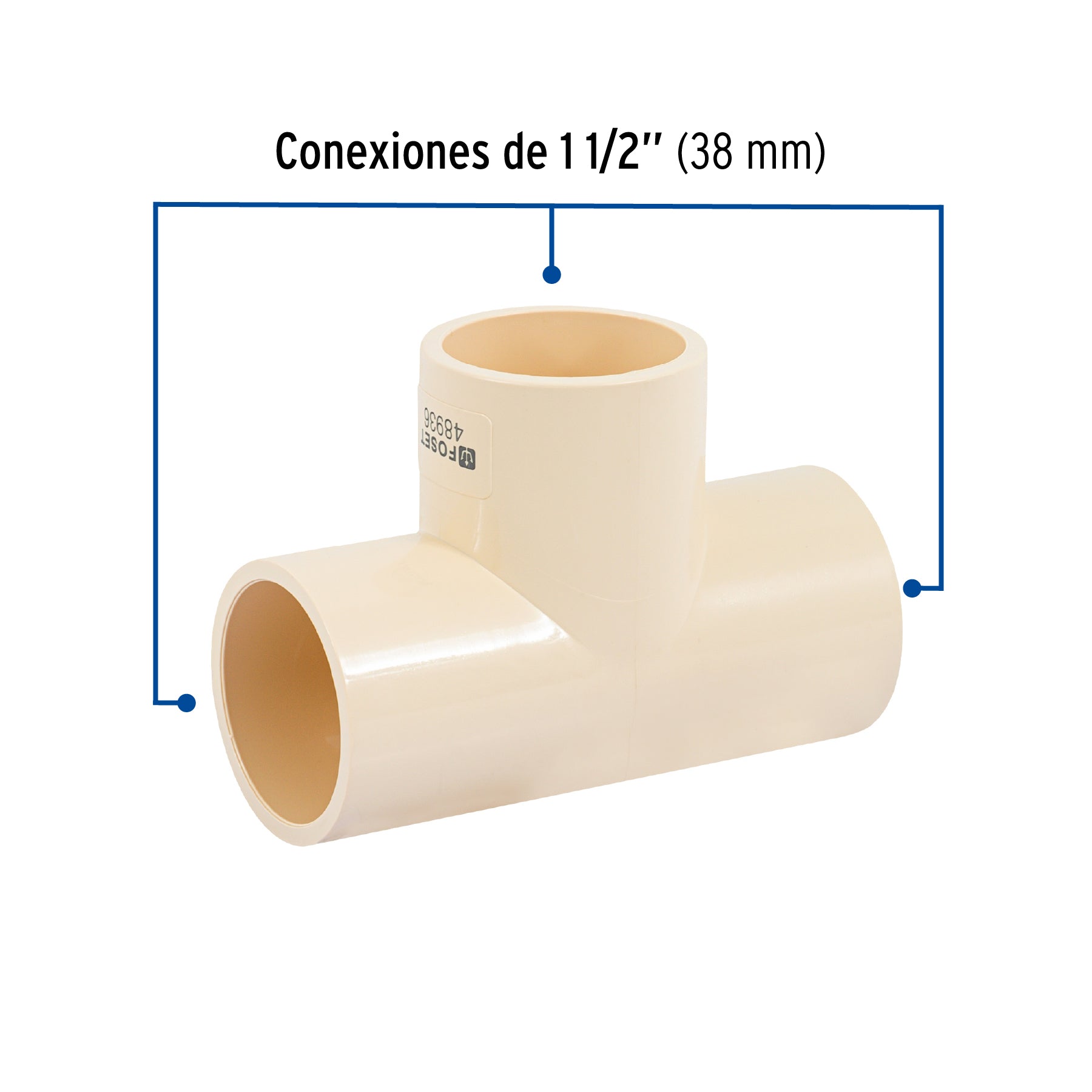 Tee sencilla de CPVC 1-1/2', Foset CPVC-765 48936 MM00