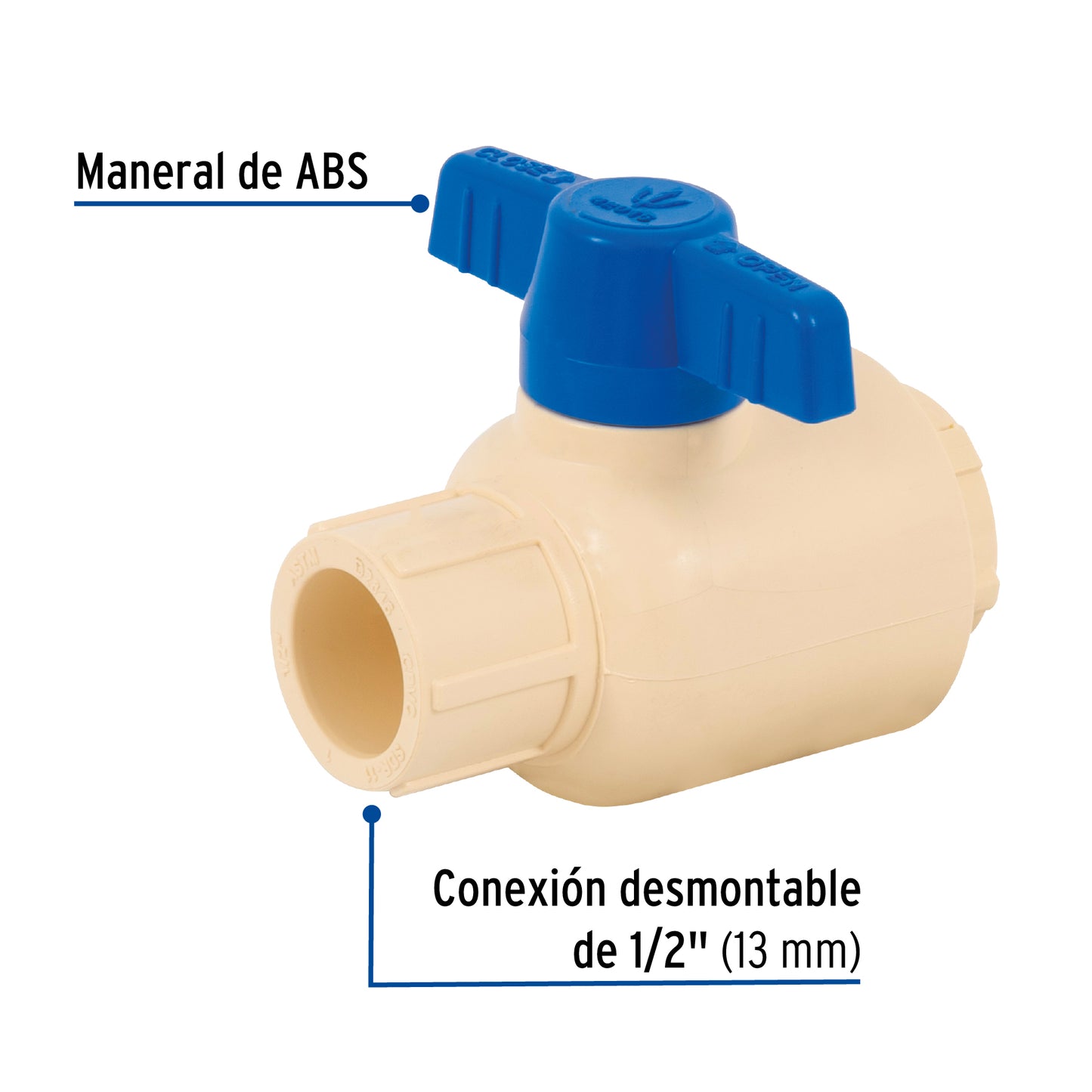 Válvula de esfera desmontable de CPVC 1/2', Foset CPVC-ESD-1/2 42015 MM00