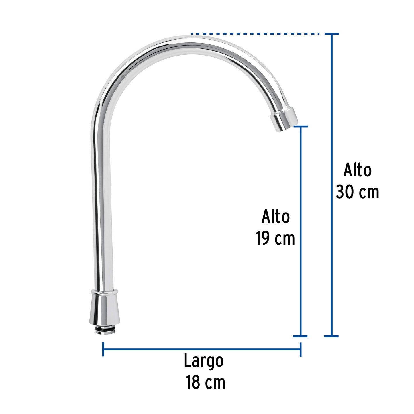 Cuello alto para mezcladora de fregadero, cromo, Basic CR-320 48195 MM00