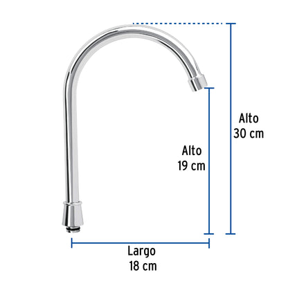 Cuello alto para mezcladora de fregadero, cromo, Basic CR-320 48195 MM00