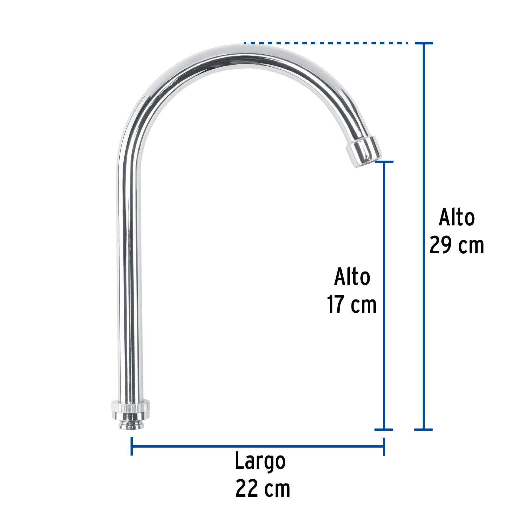 Cuello alto/curvo para mezcladora de fregadero, cromo, Basic CR-321 45718 MM00