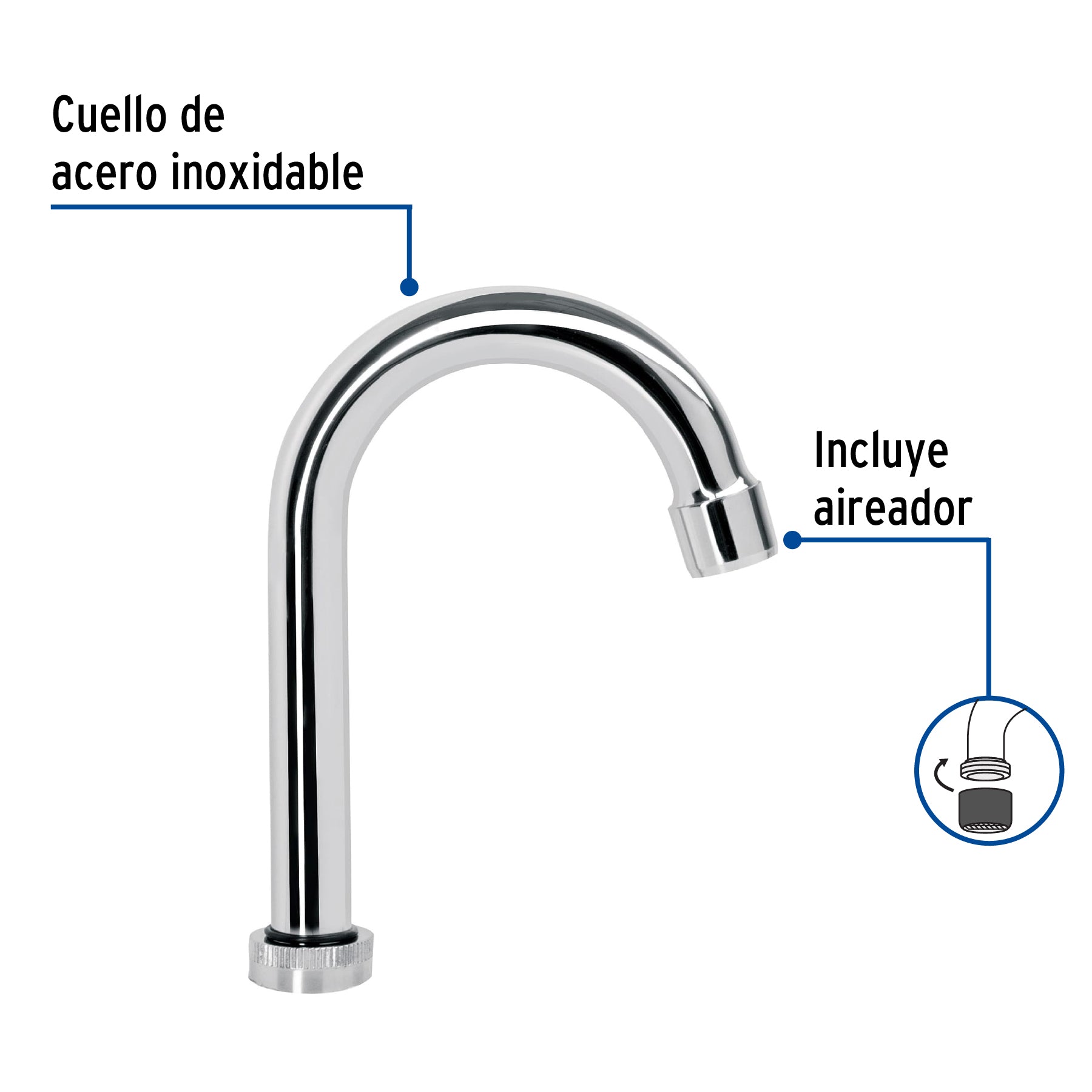 Cuello tipo bar para mezcladora de lavabo, cromo, Basic CRB-060 49285 MM00