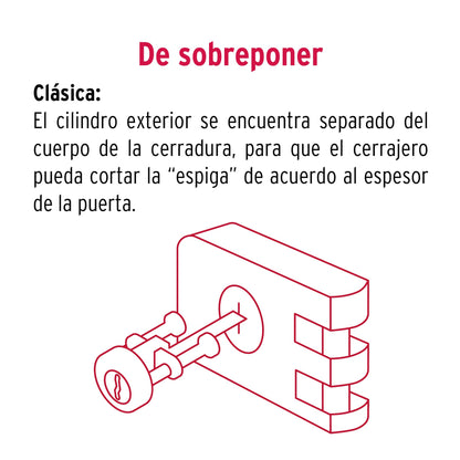 Cerradura sobreponer, puerta corrediza, clásica, izquierda CS-65I 43495 MM0