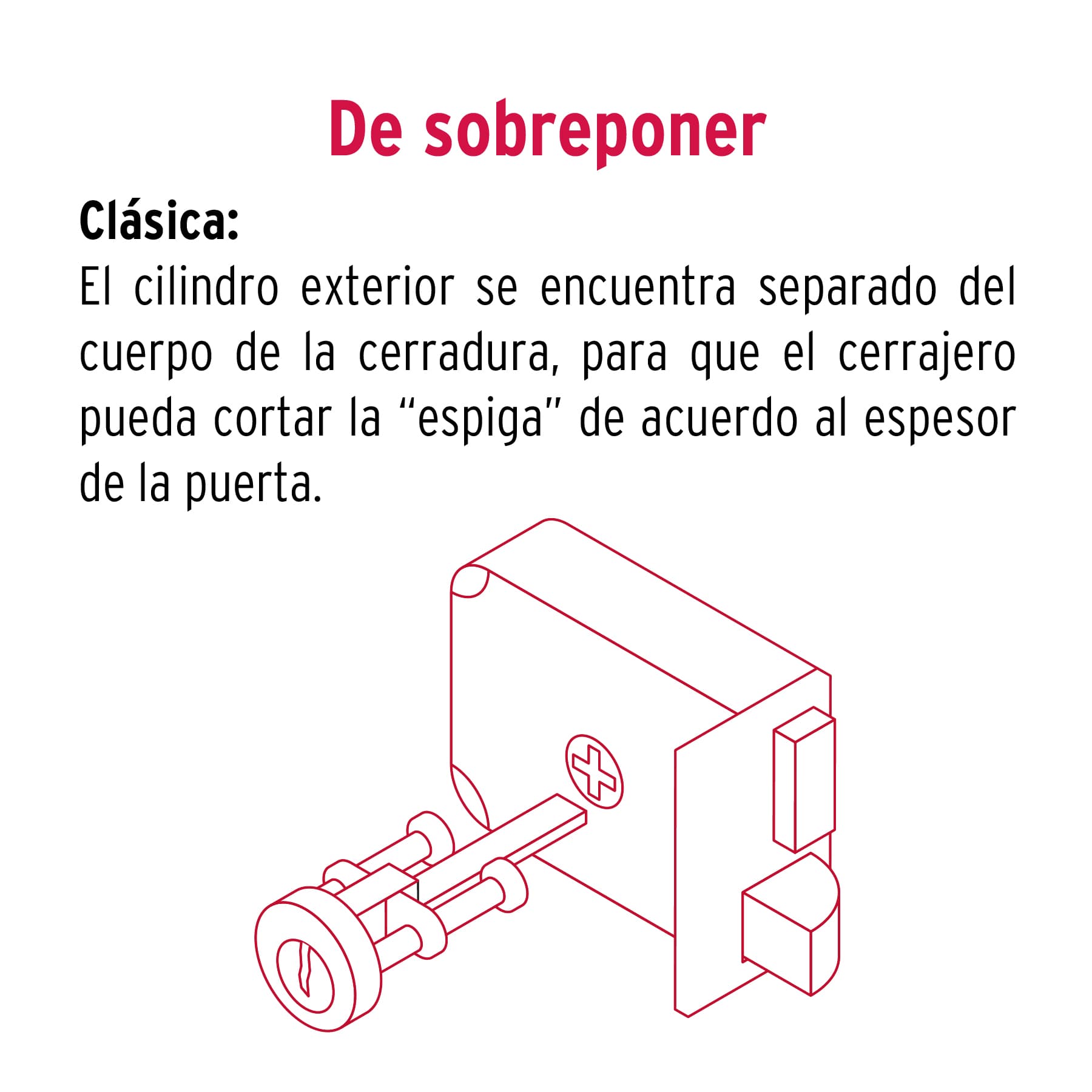 Cerradura sobreponer der clásica, llave tradicional, blíster CS-70DB 43583 MM1