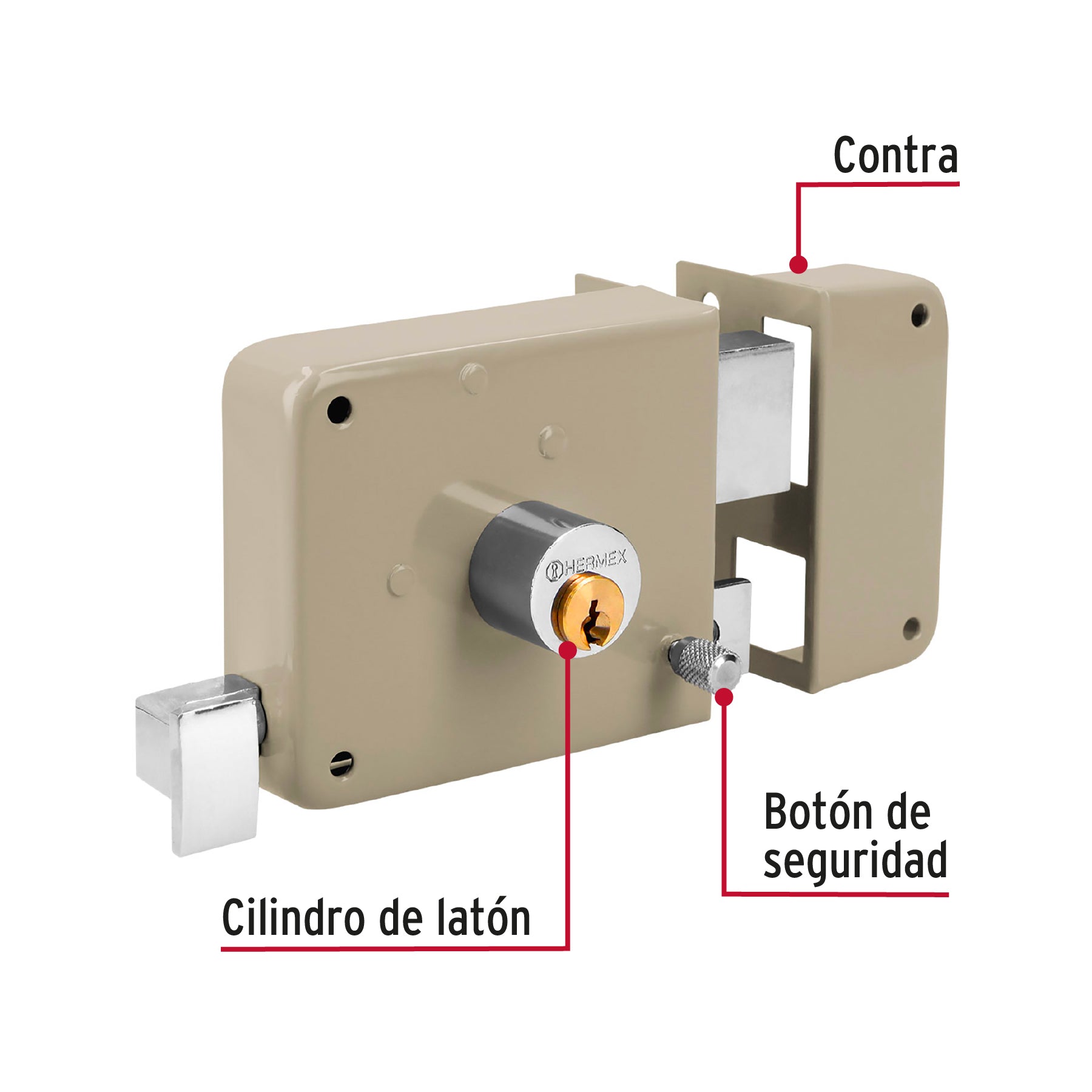 Cerradura sobreponer der clásica, llave tradicional, blíster CS-70DB 43583 MM1