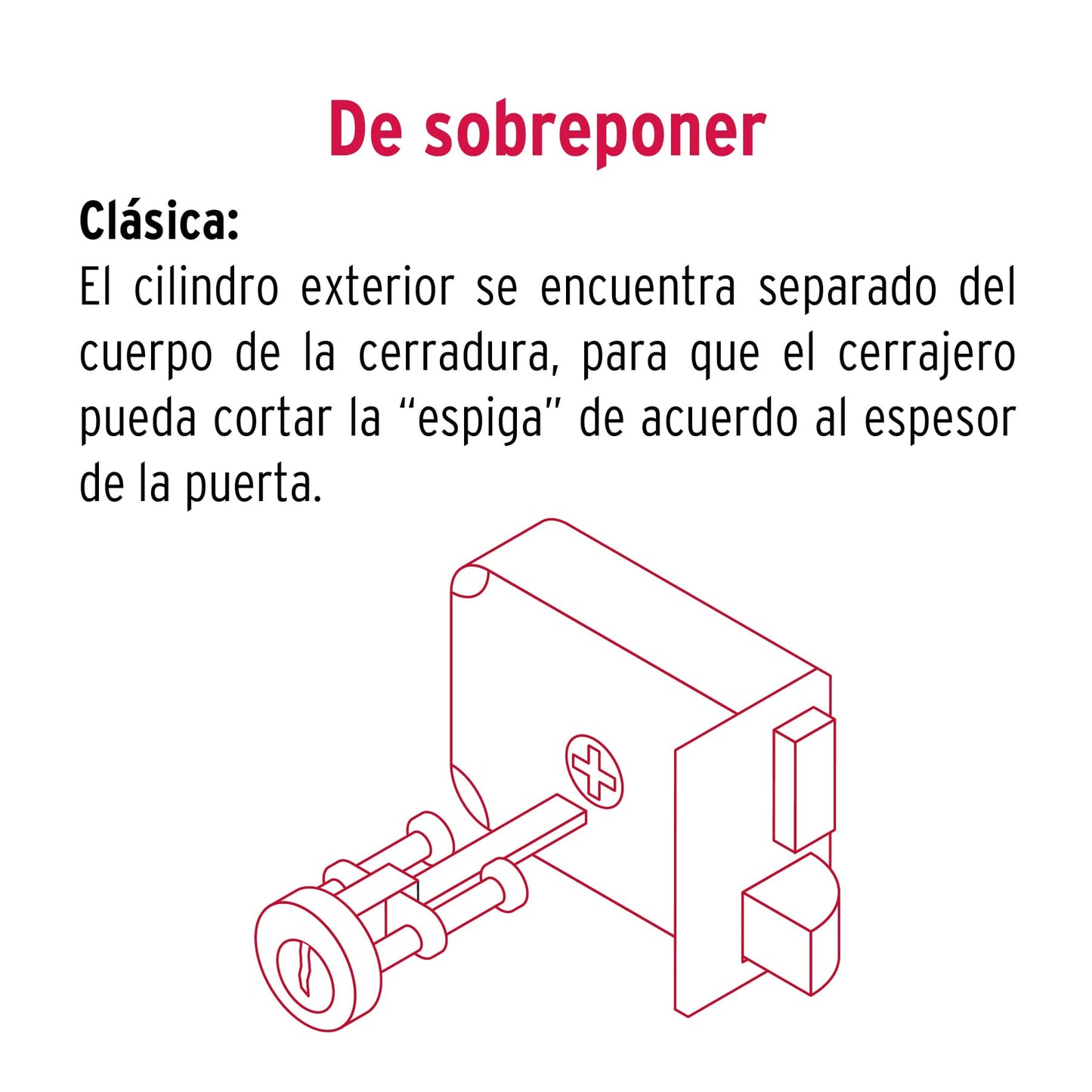 Cerradura sobreponer der clásica, llave tradicional, caja CS-70D 43574 MM1