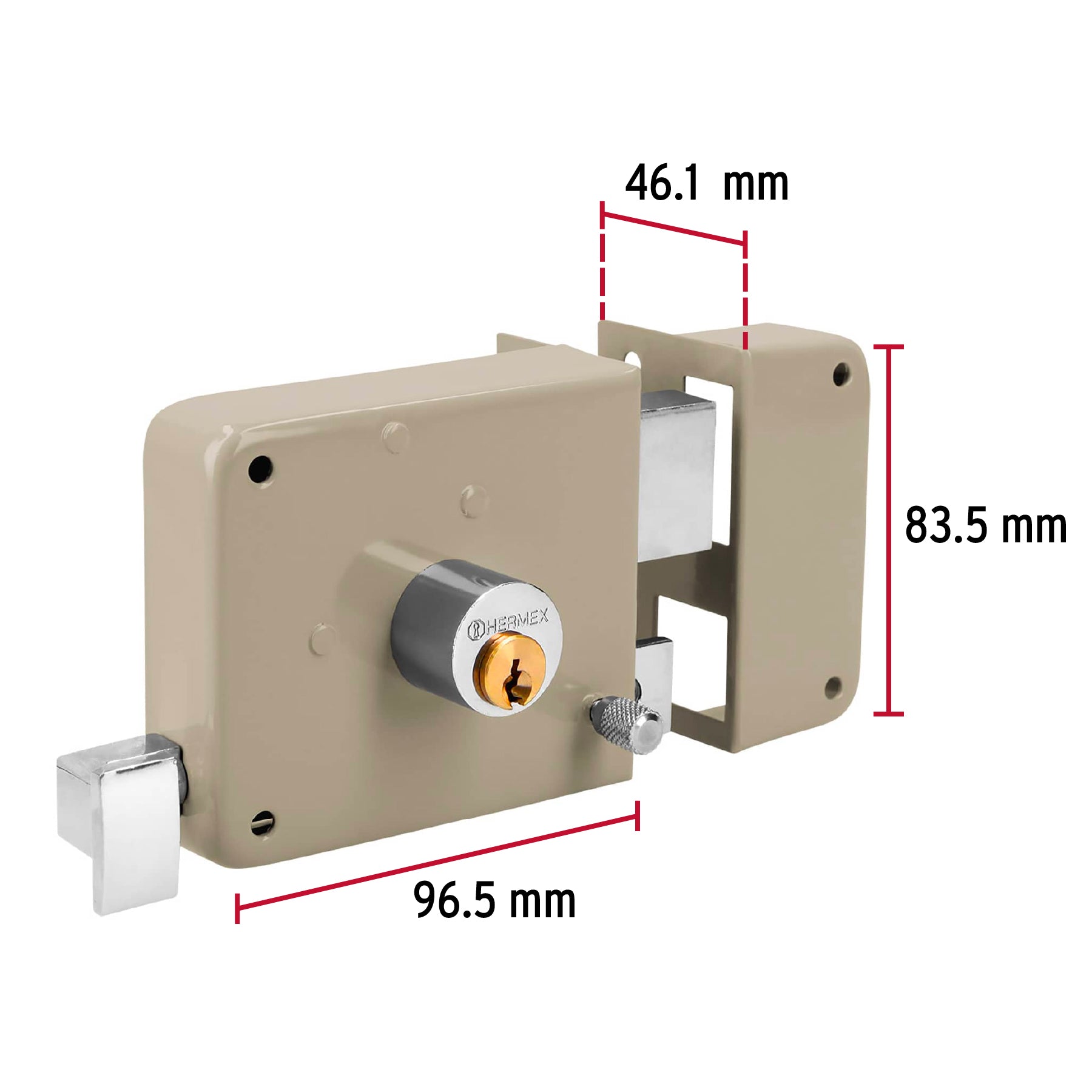 Cerradura sobreponer der clásica, llave tradicional, caja CS-70D 43574 MM1