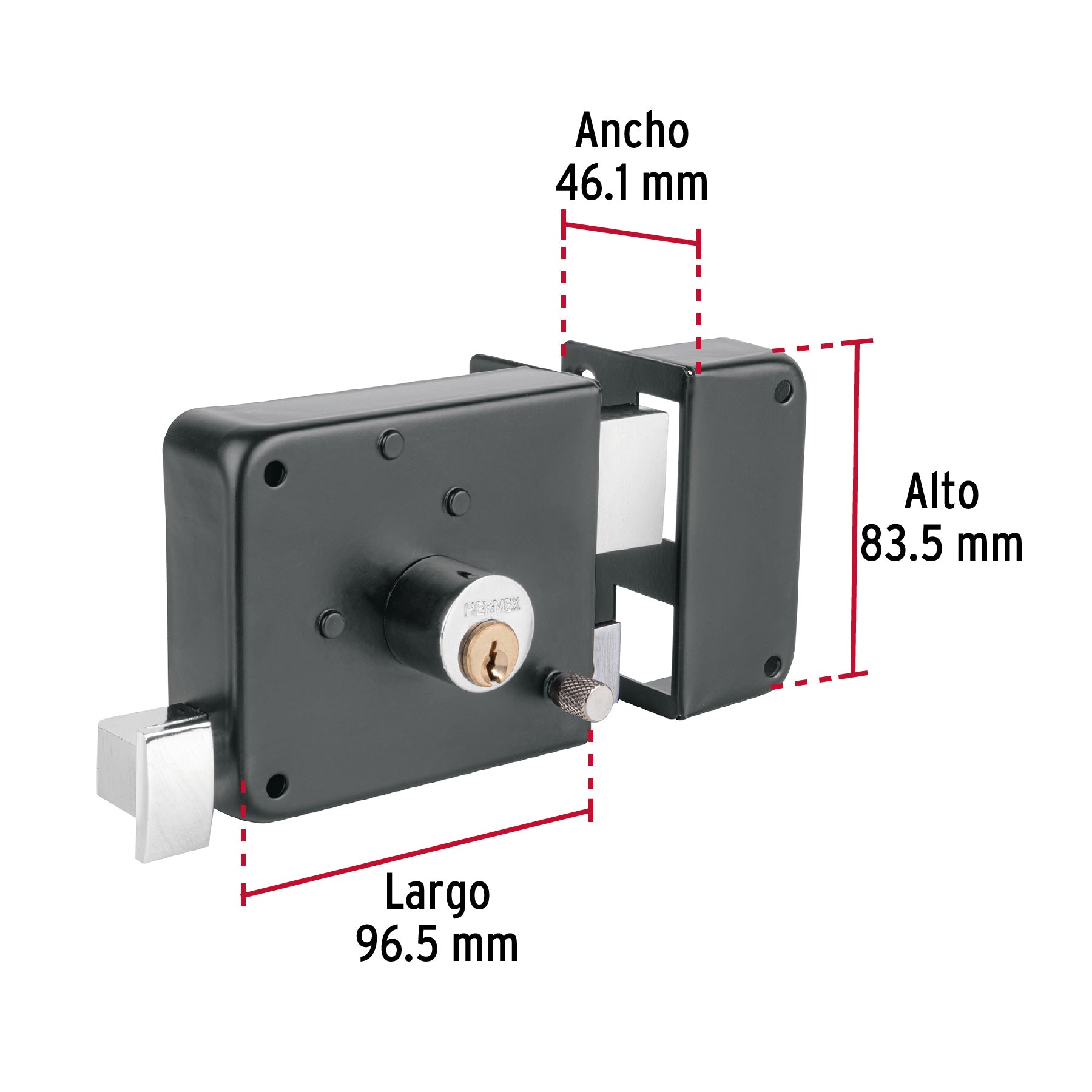 Cerradura sobreponer der instala-fácil, tradicional, negro CS-756D 48369 MM0