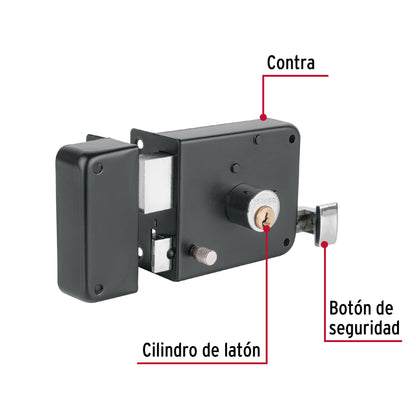 Cerradura sobreponer izq instala-fácil, tradicional, negro CS-756I 48368 MM0