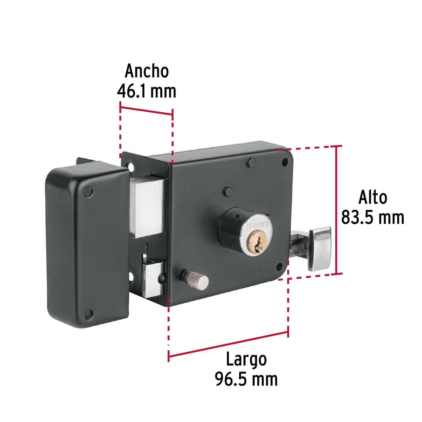 Cerradura sobreponer izq instala-fácil, tradicional, negro CS-756I 48368 MM0