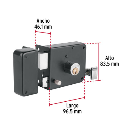 Cerradura sobreponer izq instala-fácil, tradicional, negro CS-756I 48368 MM0