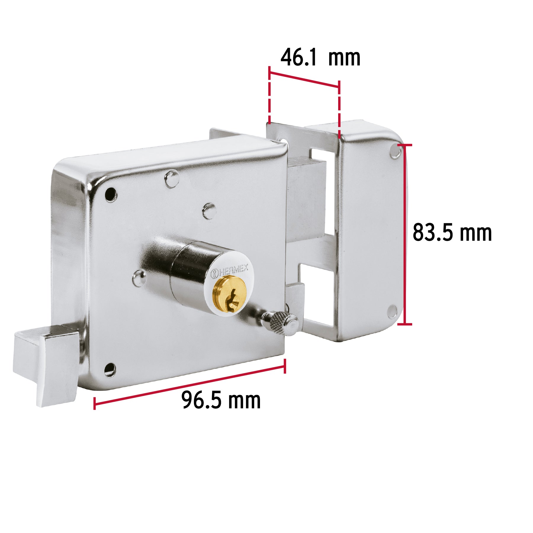 Cerradura sobreponer der instala-fácil, cromada, tradicional CS-75DC 43588 MM1