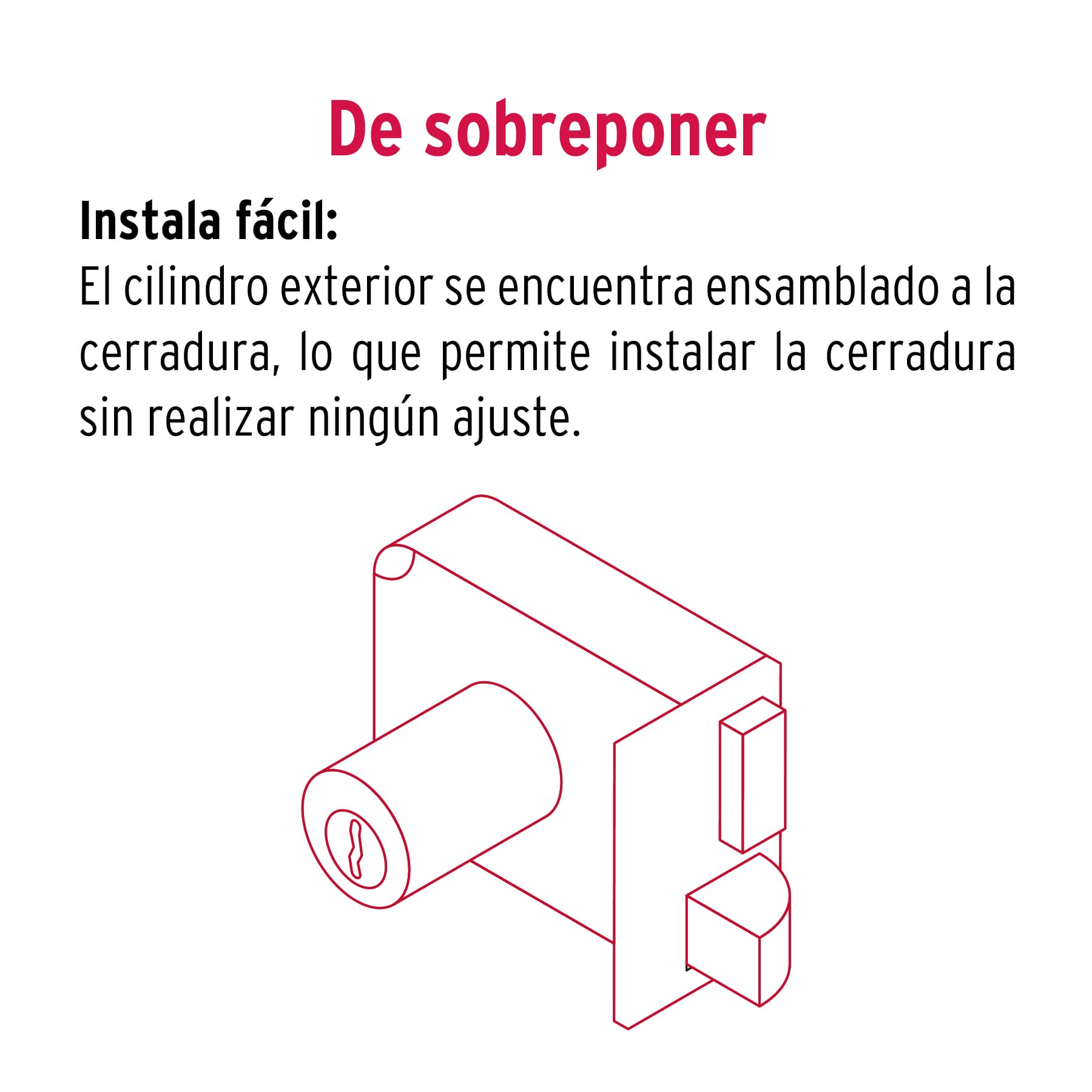 Cerradura sobreponer der instala-fácil, caja, Hermex Basic CS-75DP 27047 MM1