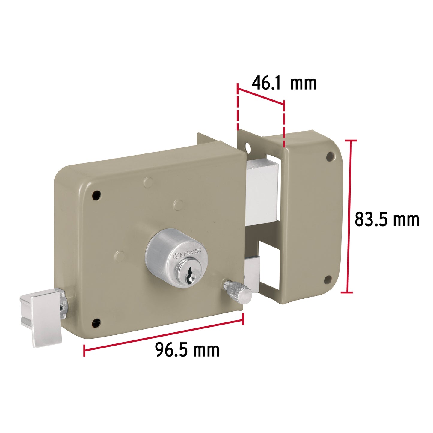 Cerradura sobreponer der instala-fácil, caja, Hermex Basic CS-75DP 27047 MM1