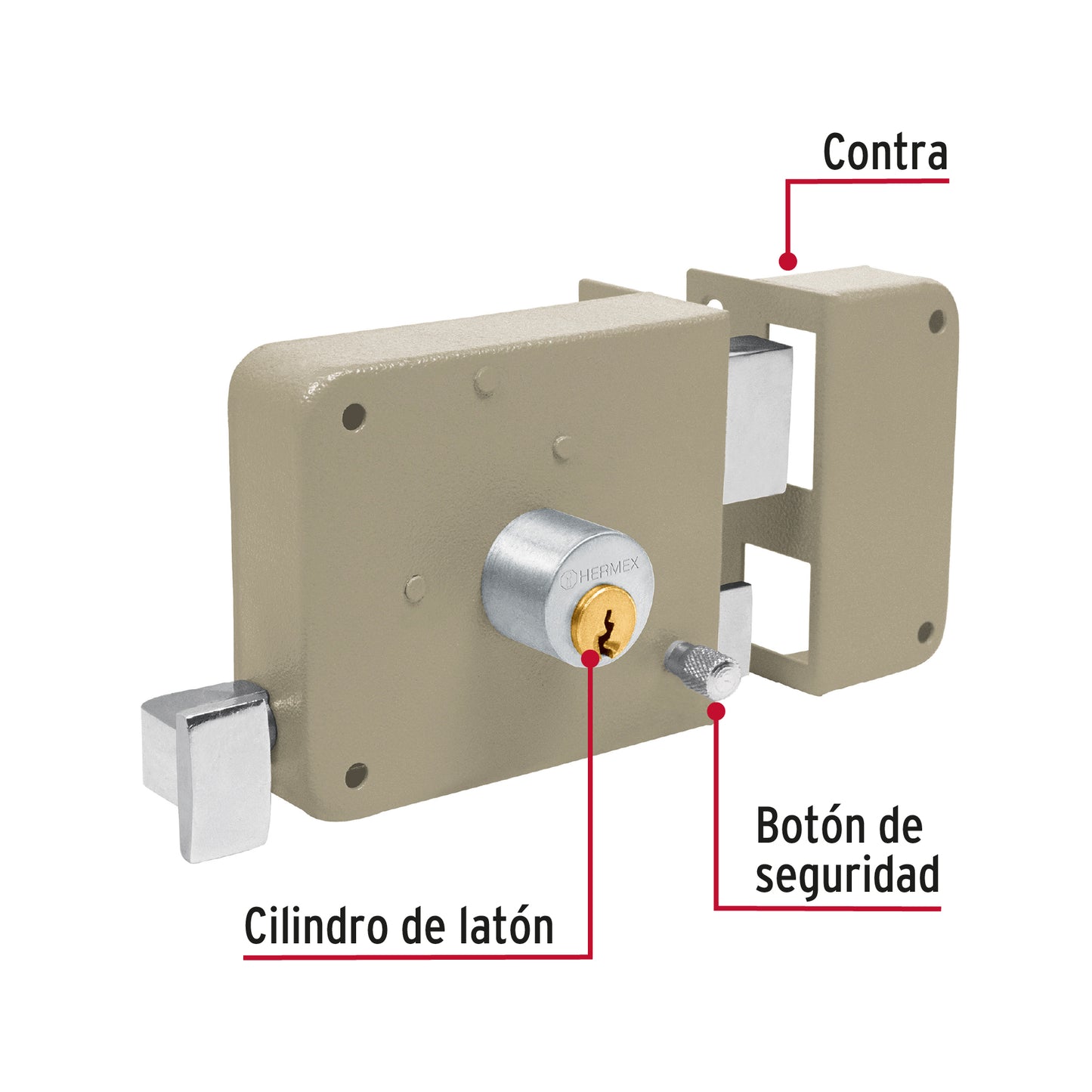 Cerradura sobreponer der instala-fácil, tradicional, caja CS-75D 43576 MM1