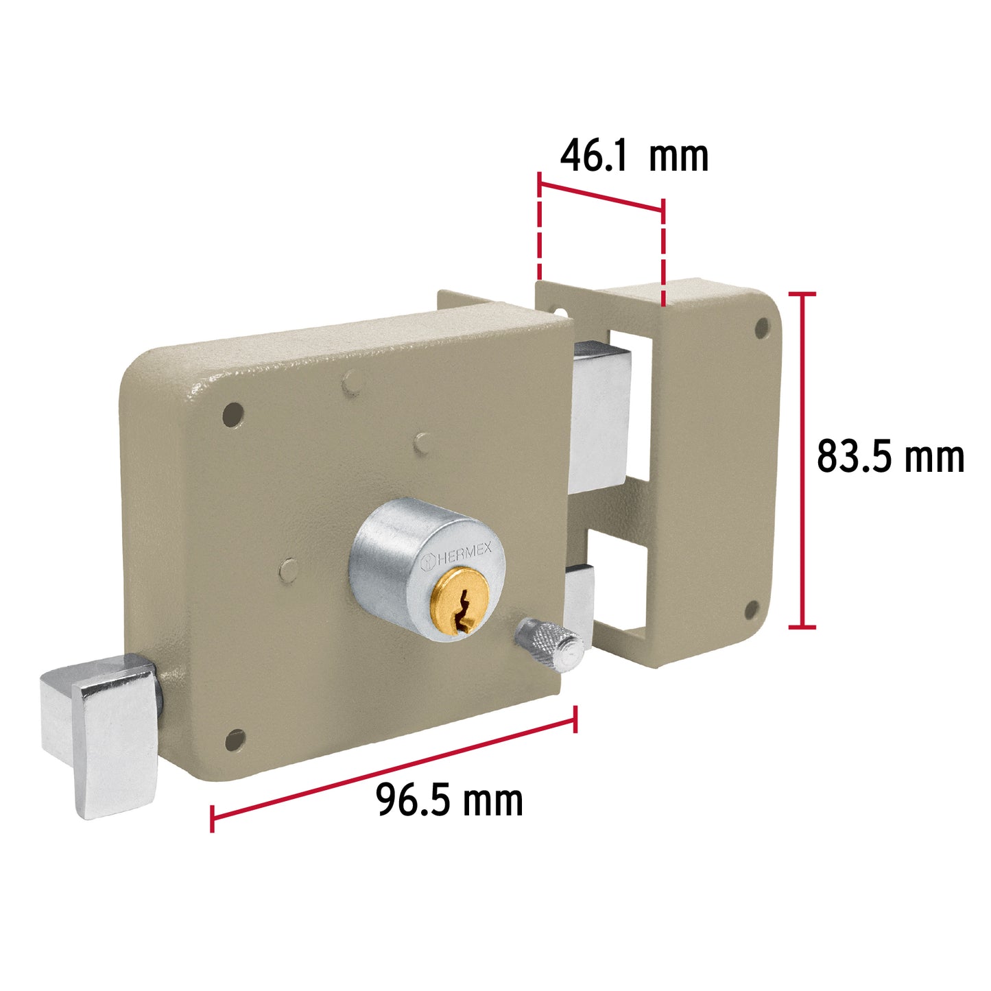 Cerradura sobreponer der instala-fácil, tradicional, caja CS-75D 43576 MM1