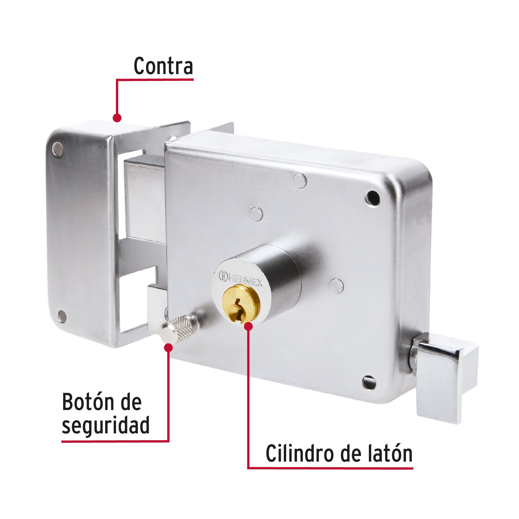 Cerradura sobreponer izq instala-fácil, cromada, tradicional CS-75IC 43589 MM1