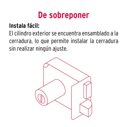 Cerradura sobreponer izq instala-fácil, caja, Hermex Basic CS-75IP 27046 MM1