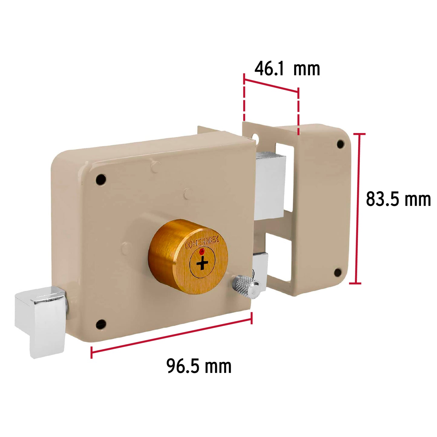 Cerradura sobreponer derecha clásica, llave tetra, caja CS-80D 43528 MM1