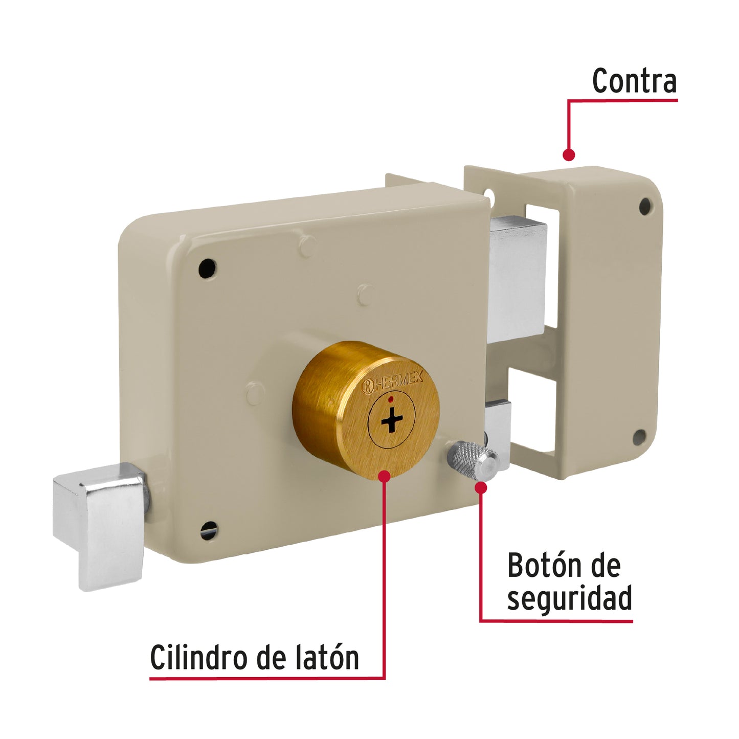 Cerradura sobreponer der instala-fácil, llave tetra, caja CS-85D 43578 MM1