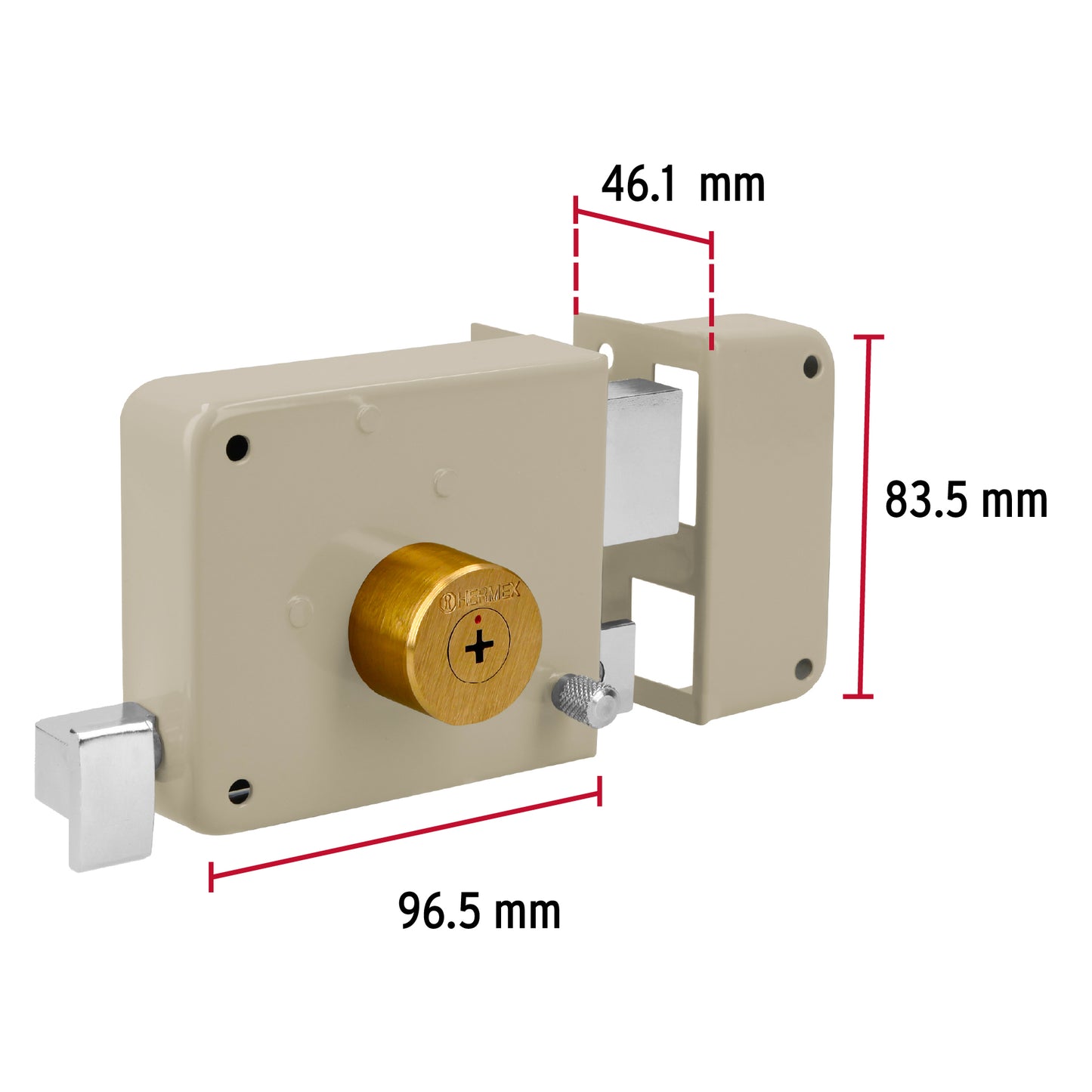 Cerradura sobreponer der instala-fácil, llave tetra, caja CS-85D 43578 MM1