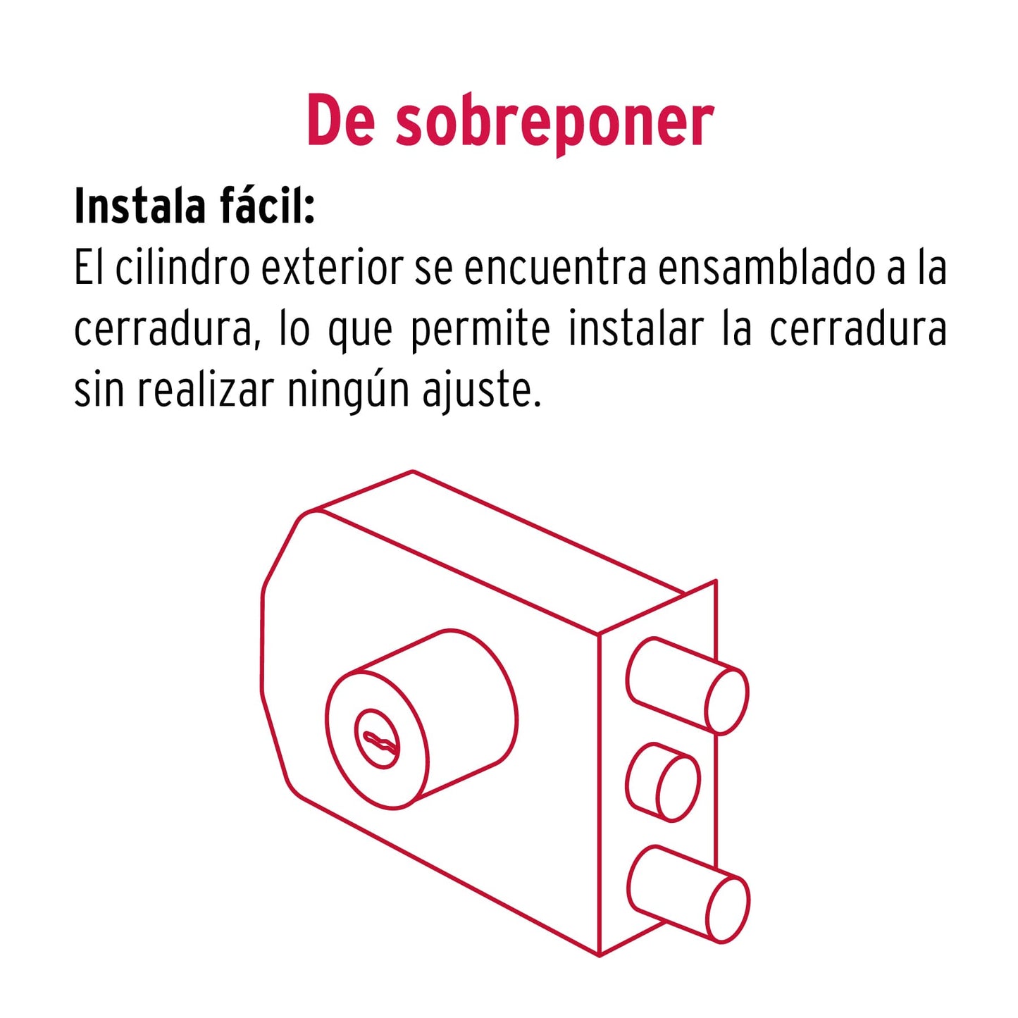 Cerradura de sobreponer 2 barras instala-fácil, llave puntos CS-92 43484 MM0