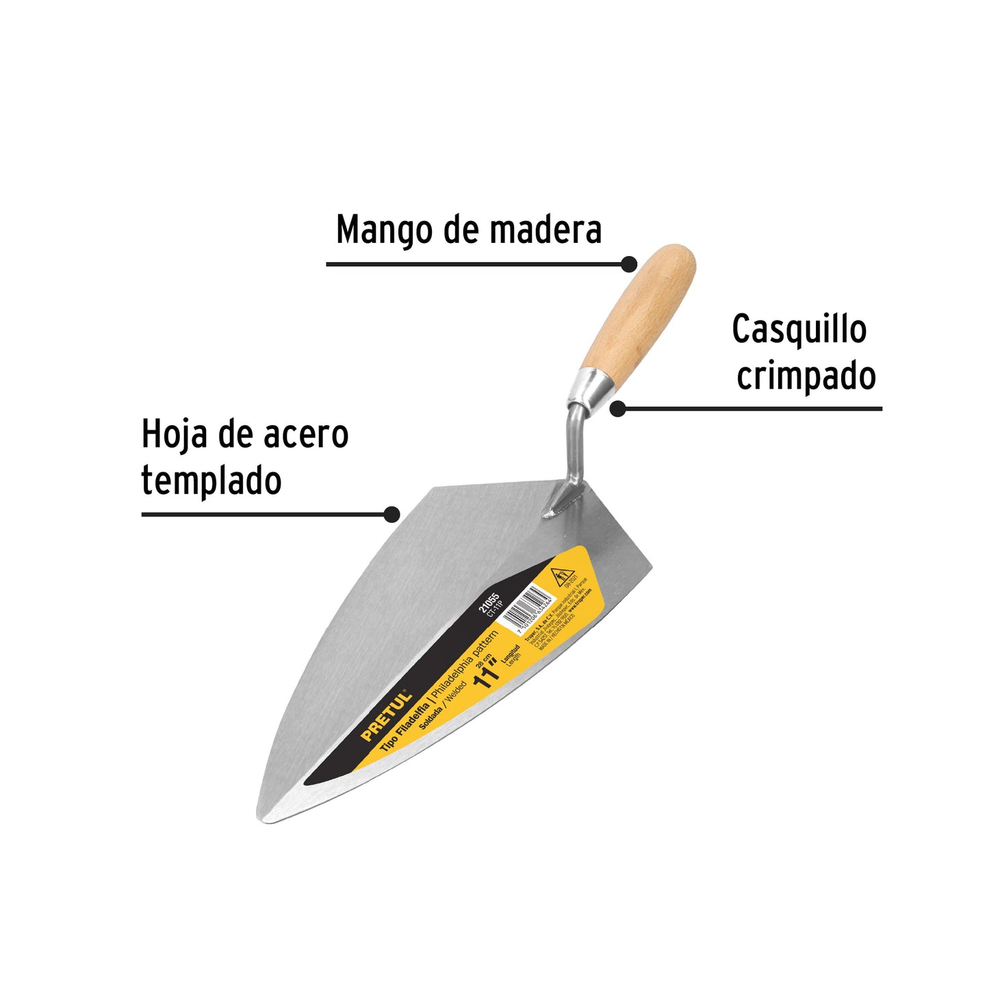 Cuchara para albañil 11' tipo Filadelfia, Pretul CT-11P 21055 MM0