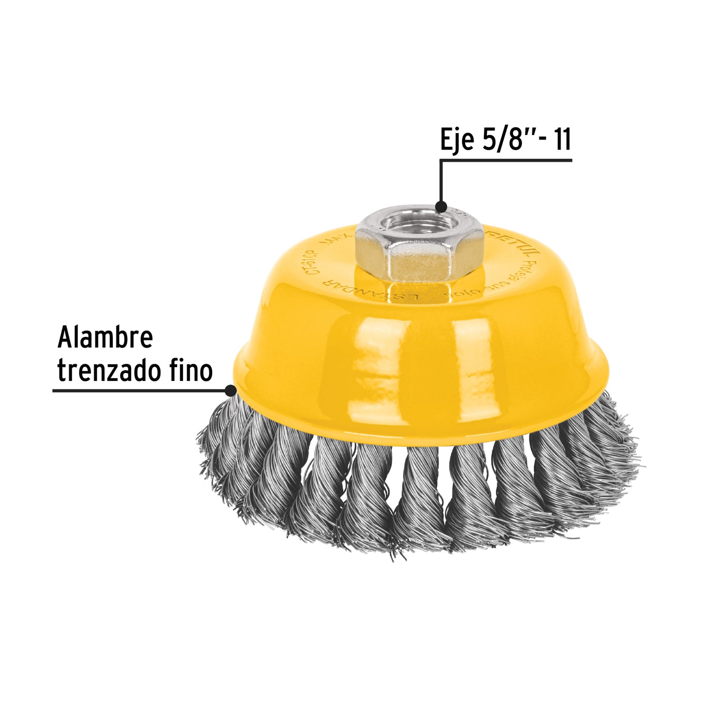 Carda copa 4' alambre trenzado fino, eje 5/8'-11, Pretul CT-610P 28258 MM00