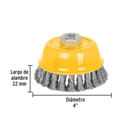 Carda copa 4' alambre trenzado grueso, eje 5/8'-11, Pretul CT-610XP 28259 MM00