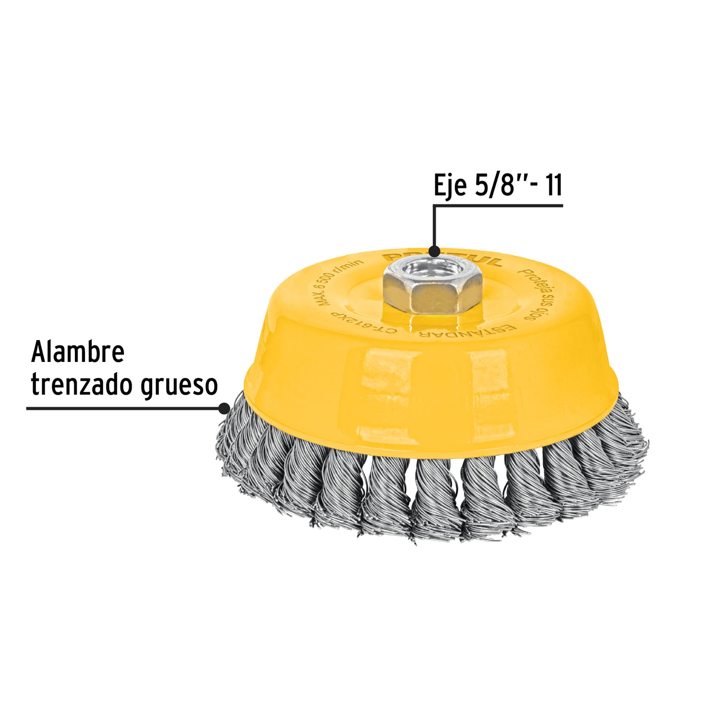 Carda copa 5' alambre trenzado grueso, eje 5/8'-11, Pretul CT-612XP 28261 MM00