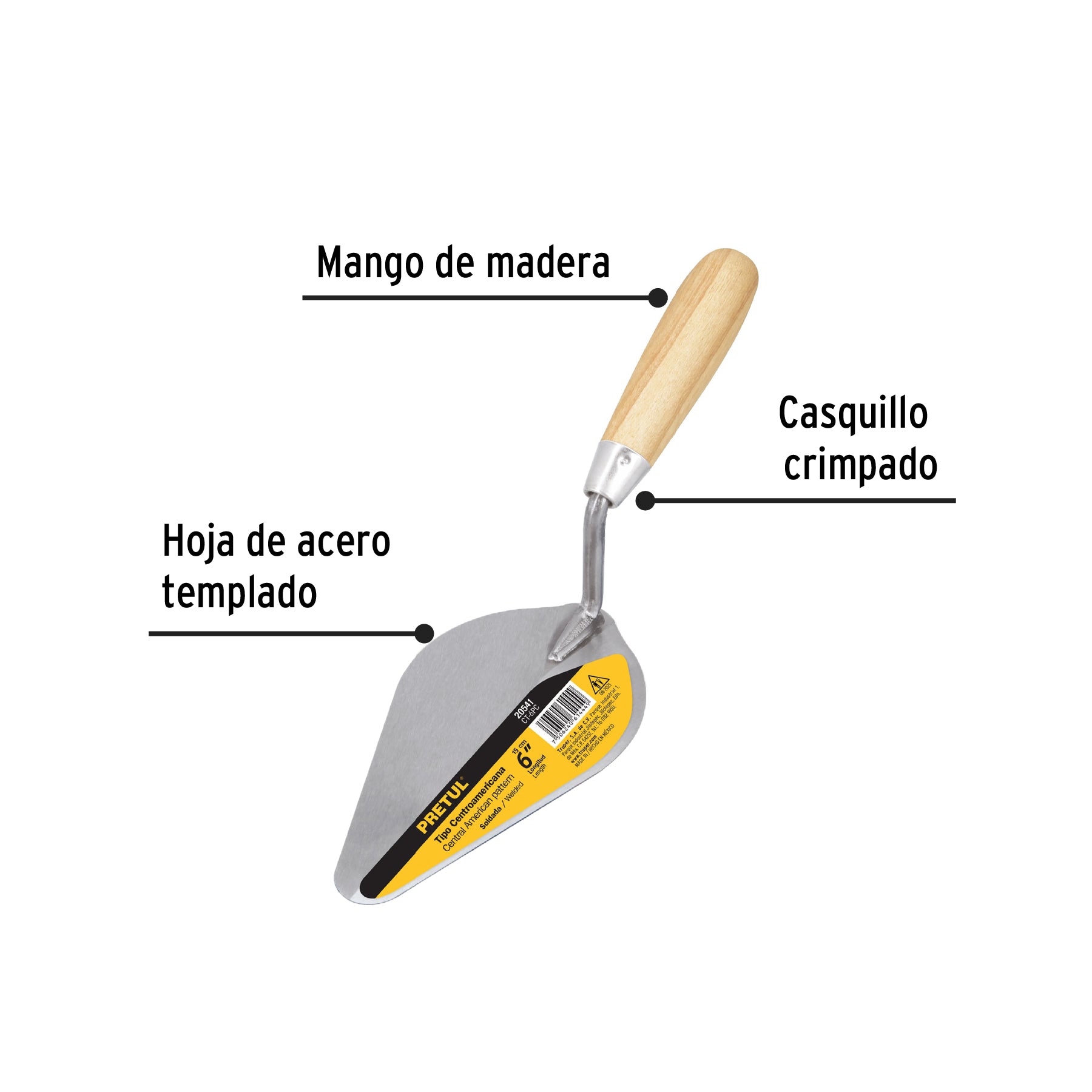 Cuchara para albañil 6' tipo centroamericana, Pretul CT-6PC 20541 MM0