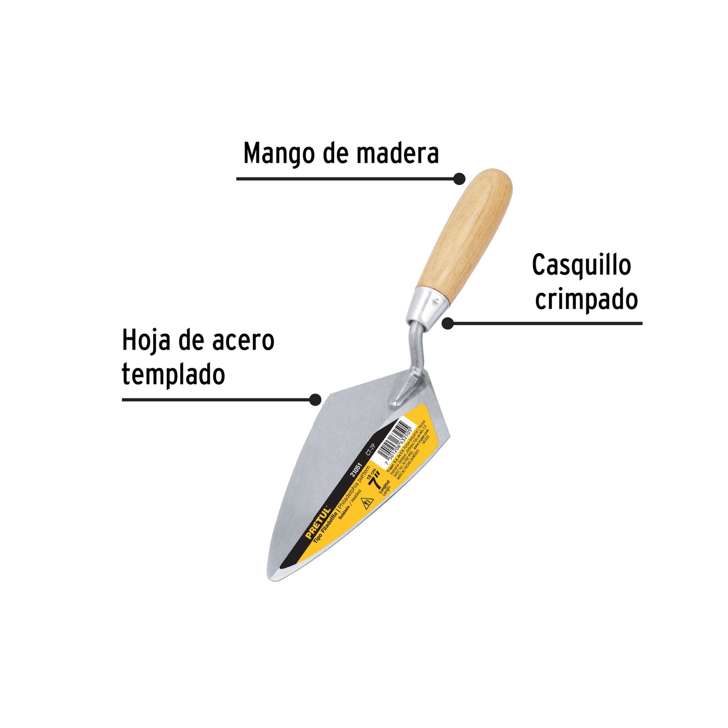 Cuchara para albañil 7' tipo Filadelfia, Pretul CT-7P 21051 MM0