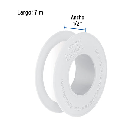 Cinta sella roscas 1/2' x 7 m, uso general, Foset Basic CTF-1/2BF 48463 MM00