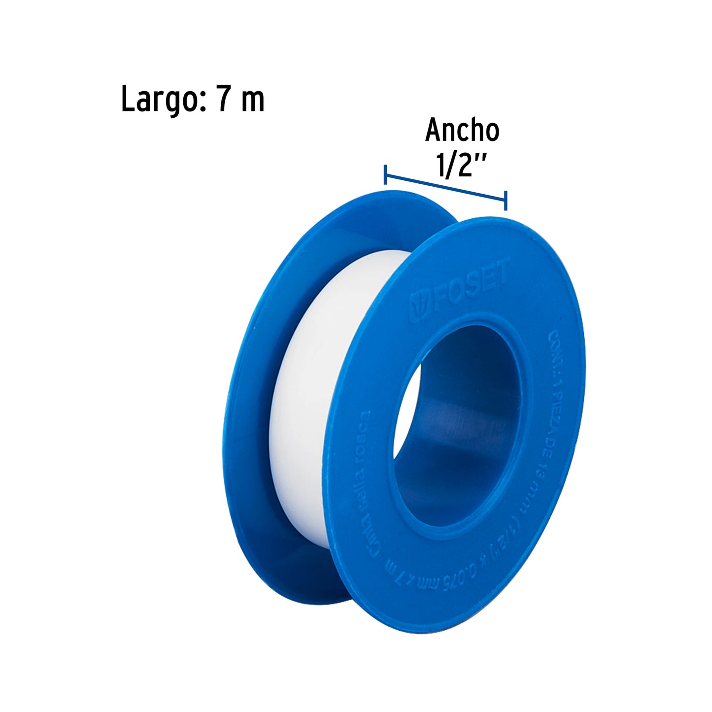 Cinta sella roscas 1/2' x 7 m, uso general, Foset CTF-1/2F 47476 MM00