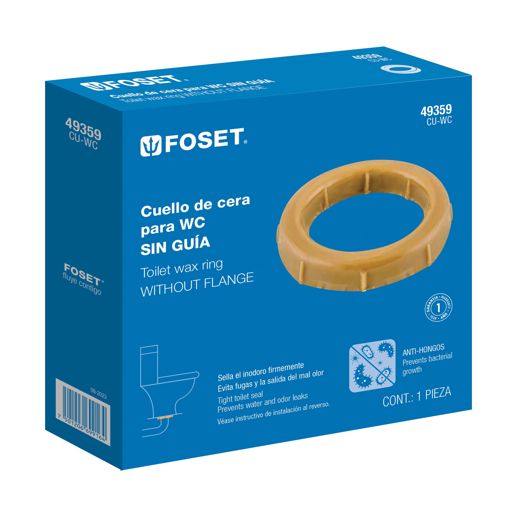 Cuello de cera sin guía para WC, 150 g, Foset CU-WC 49359 MM1