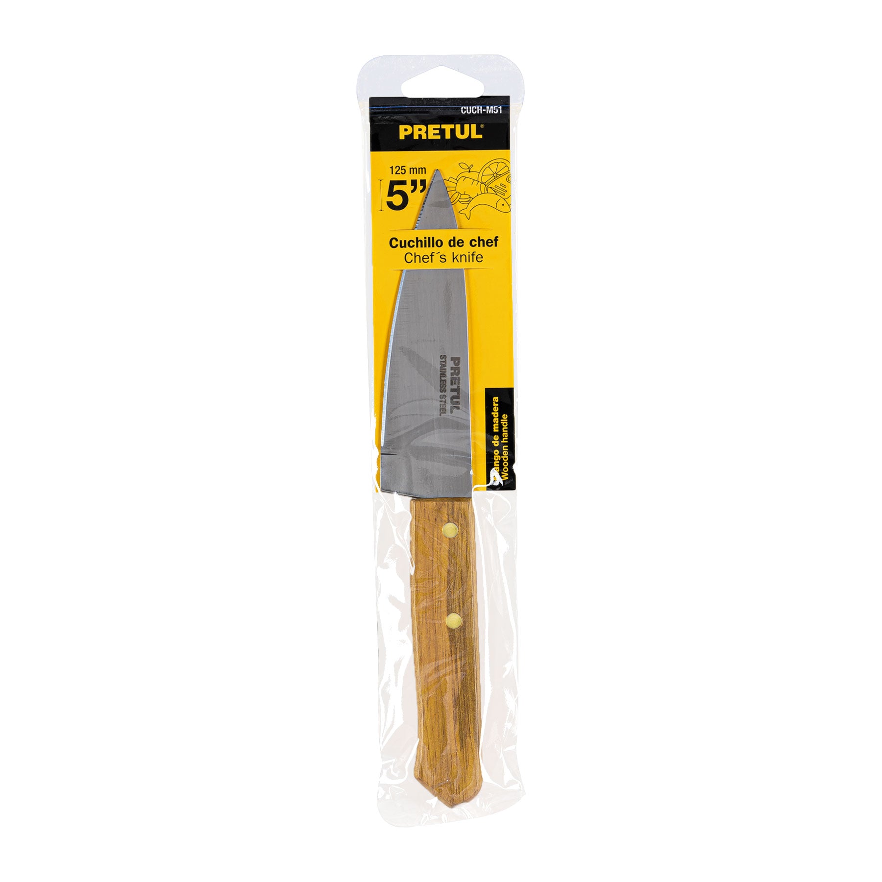 Cuchillo de chef 5' mango de madera, Pretul CUCH-M51 23079 MM00