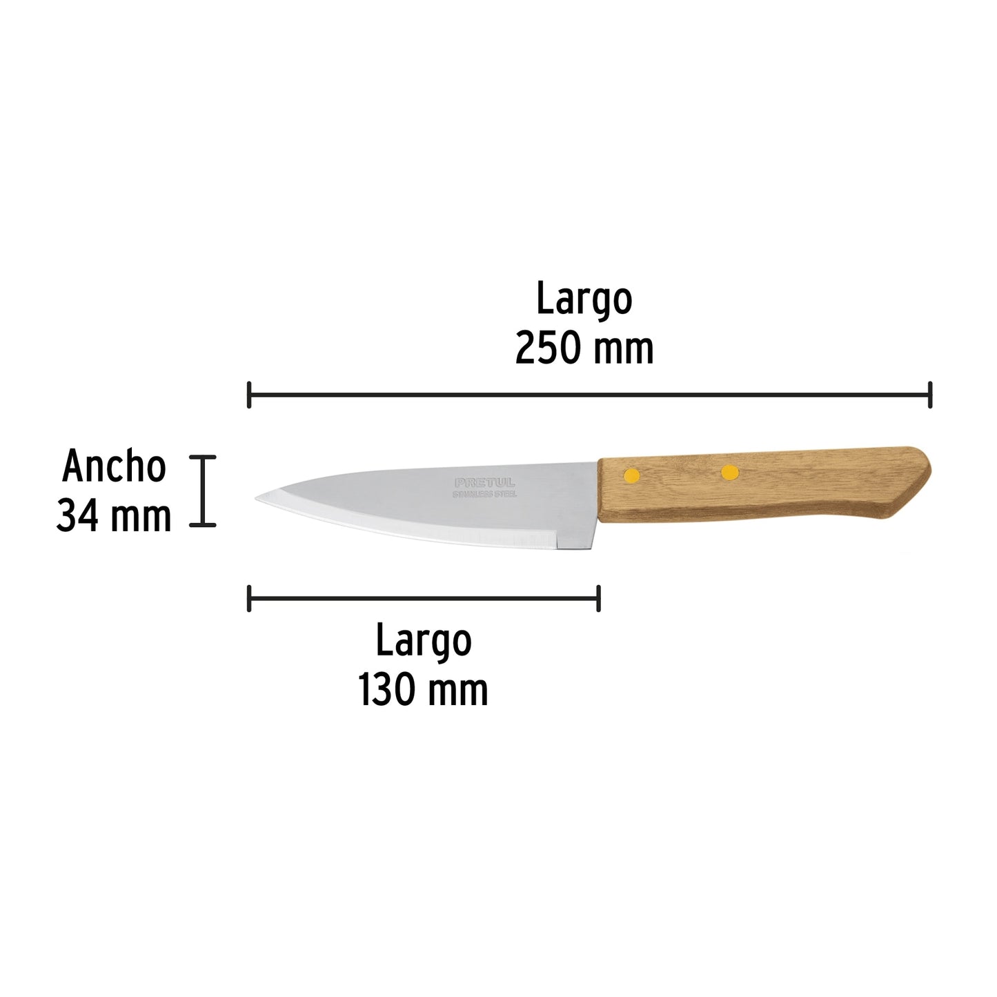 Cuchillo de chef 5' mango de madera, Pretul CUCH-M51 23079 MM00