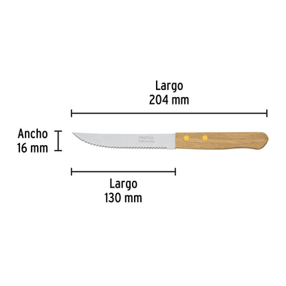 Cuchillo con sierra para asado 5' mango de madera, Pretul CUCH-M52 23083 MM00